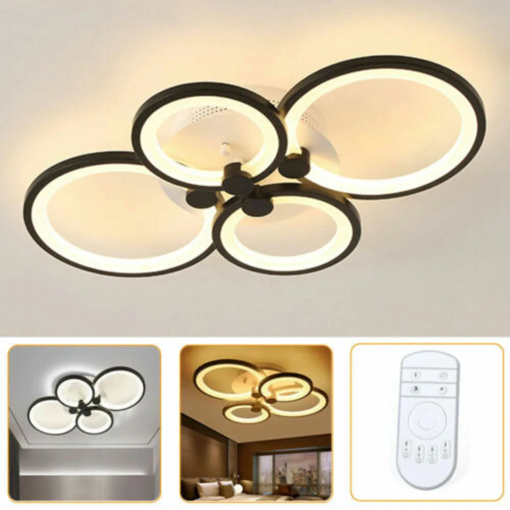 Modern LED Acrylic 4-head Flush Mount Ceiling Light W/ Remote Control