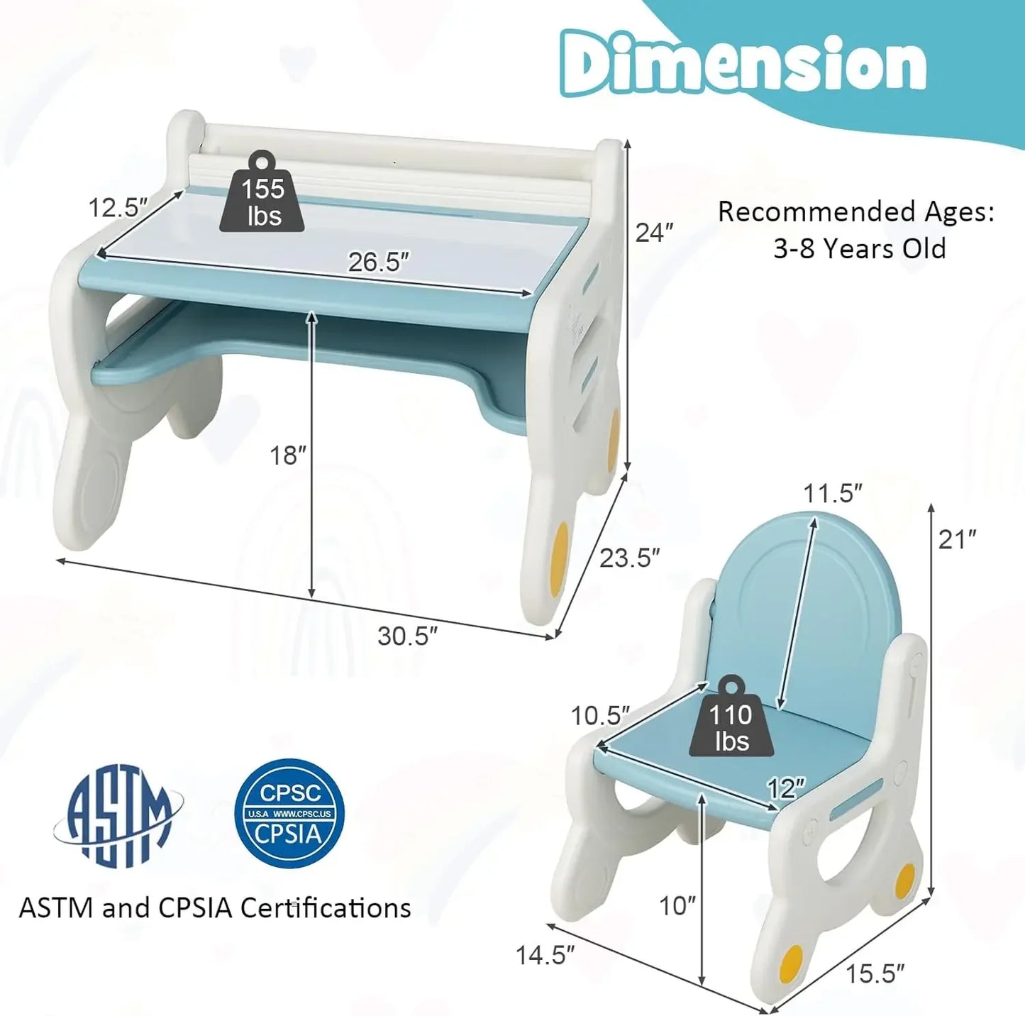 Kids Plastic Activity Table and Chair Set