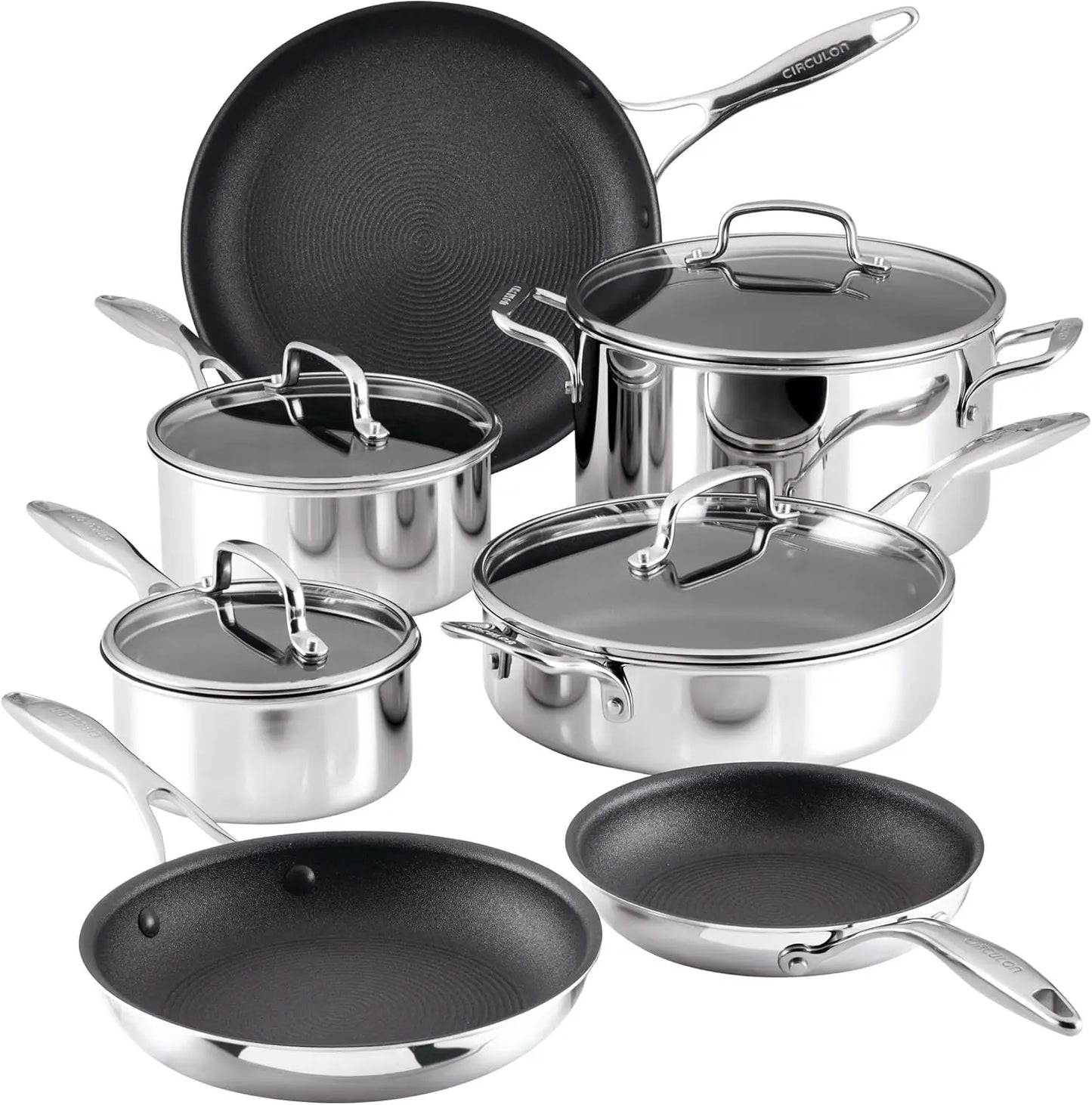 11 Piece Scratch Defense Clad Stainless Steel Cookware Set