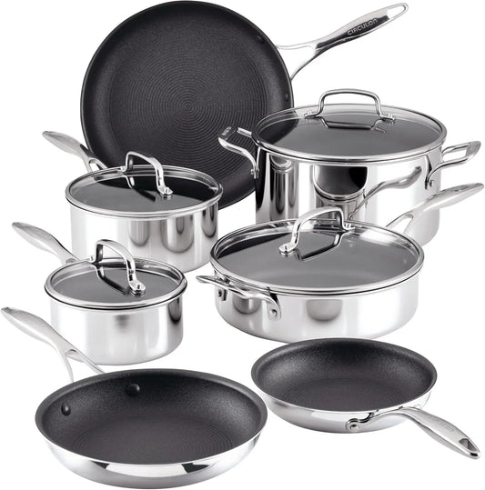 11 Piece Scratch Defense Clad Stainless Steel Cookware Set