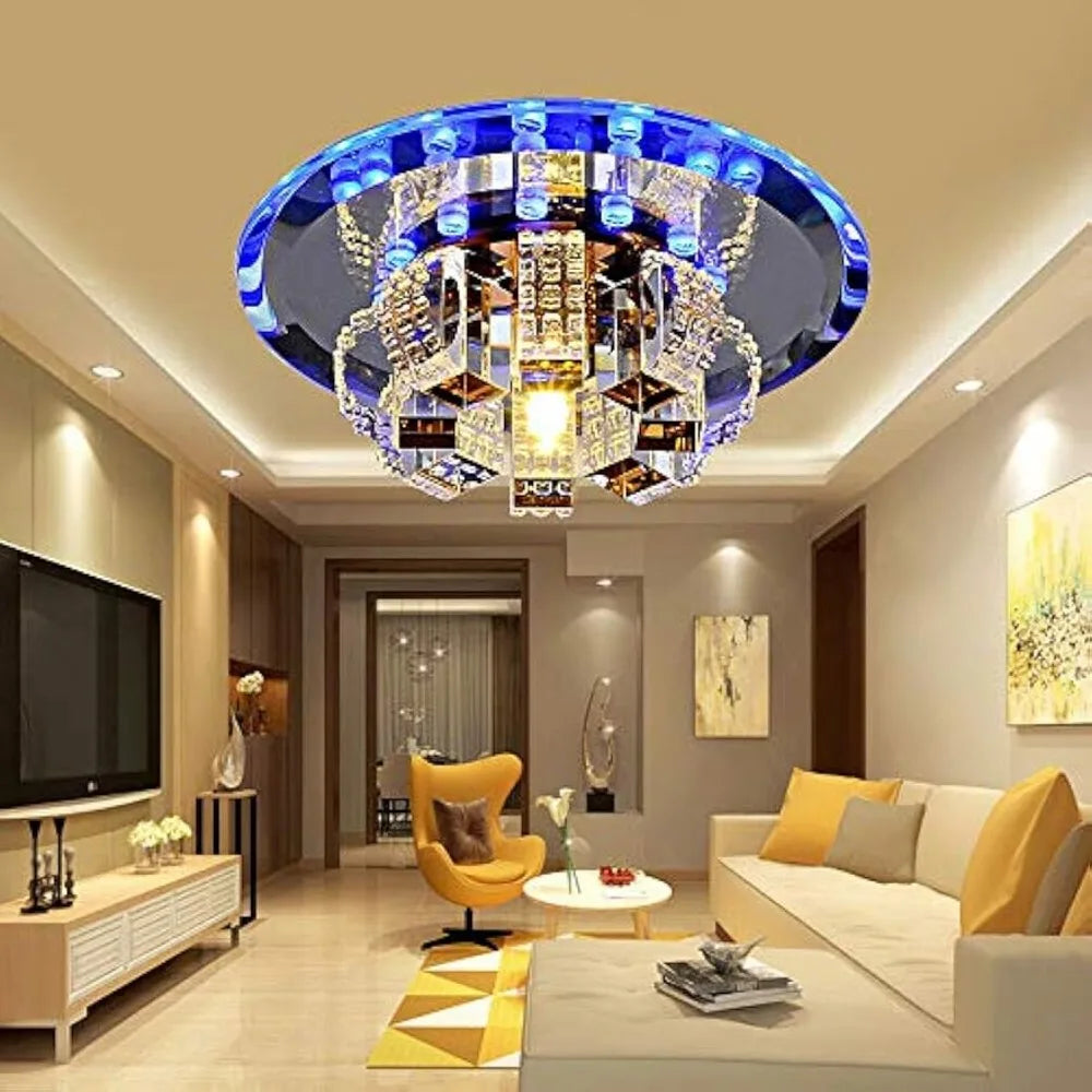Modern Crystal Flush Mount LED Chandelier Light Fixture
