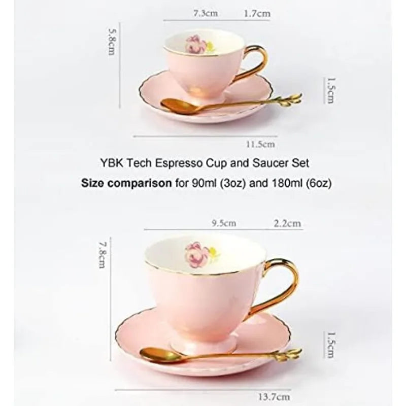 Euro Style Porcelain Cup and Saucer, Set of 4