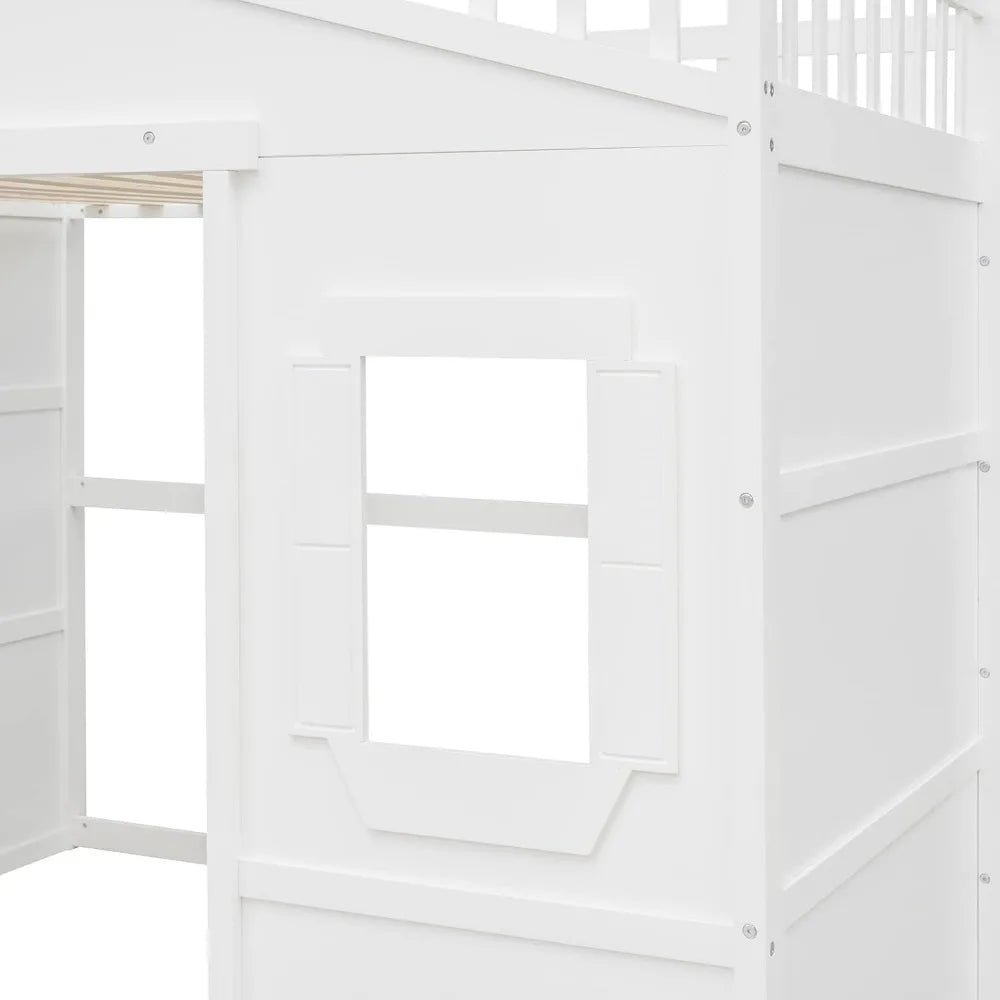 Twin Solid Wood Loft Bed Frame Playhouse