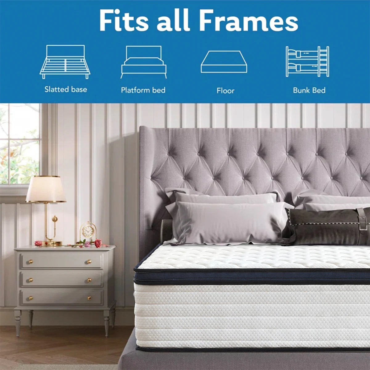 Gel Memory Foam Pressure Relief, Hybrid Mattress in a Box