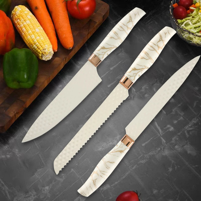 16PCS/Stainless Steel Kitchen Knife Silicone Kitchenware Set