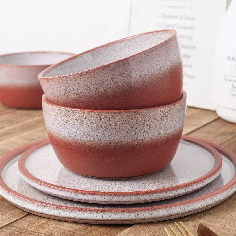 Tom Stoneware Reactive Glaze Dinnerware Set, 16/32 piece