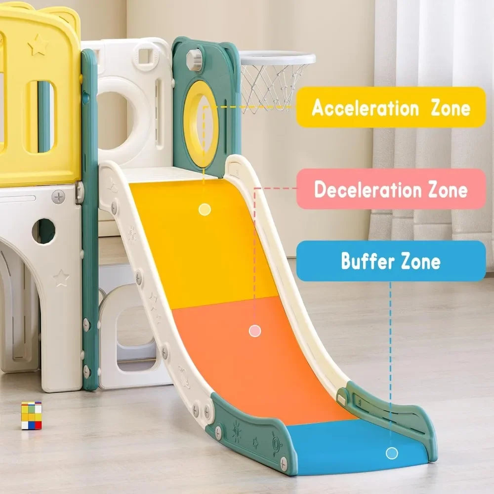 Toddler's Climber Slide Playset with Basketball Hoop, Outdoor/ Indoor Playground