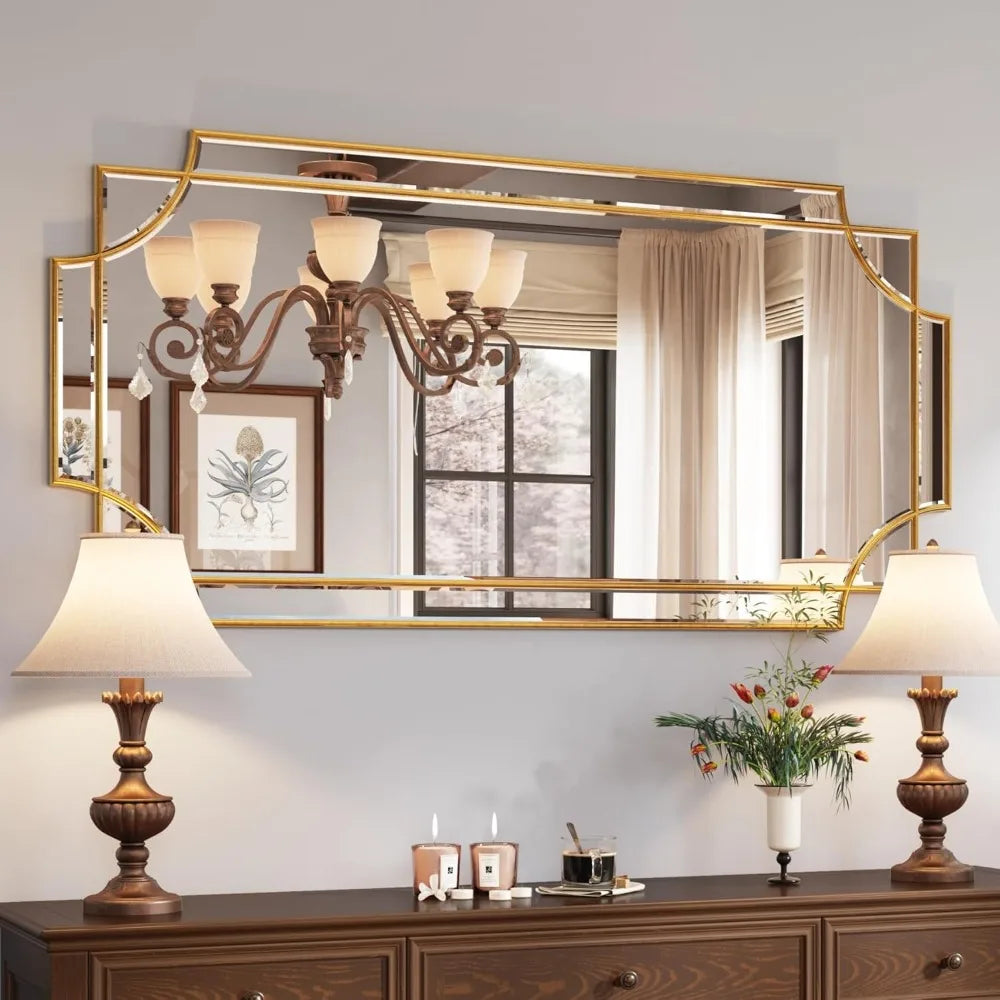 Gold Art Decorative Beveled Traditional Wall Mirror