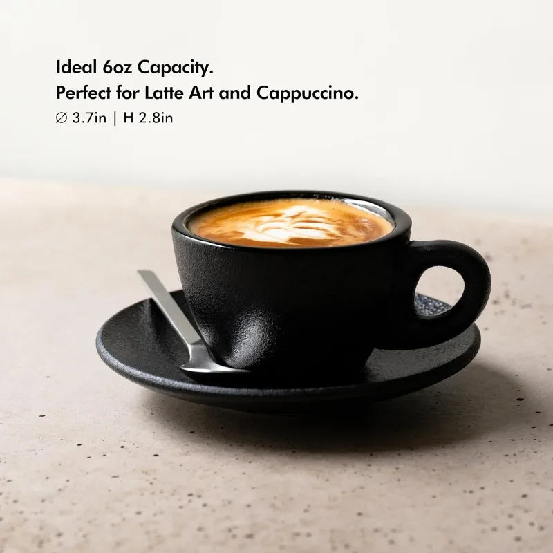 Thick-walled stoneware cappuccino cup set of 4 [6oz]