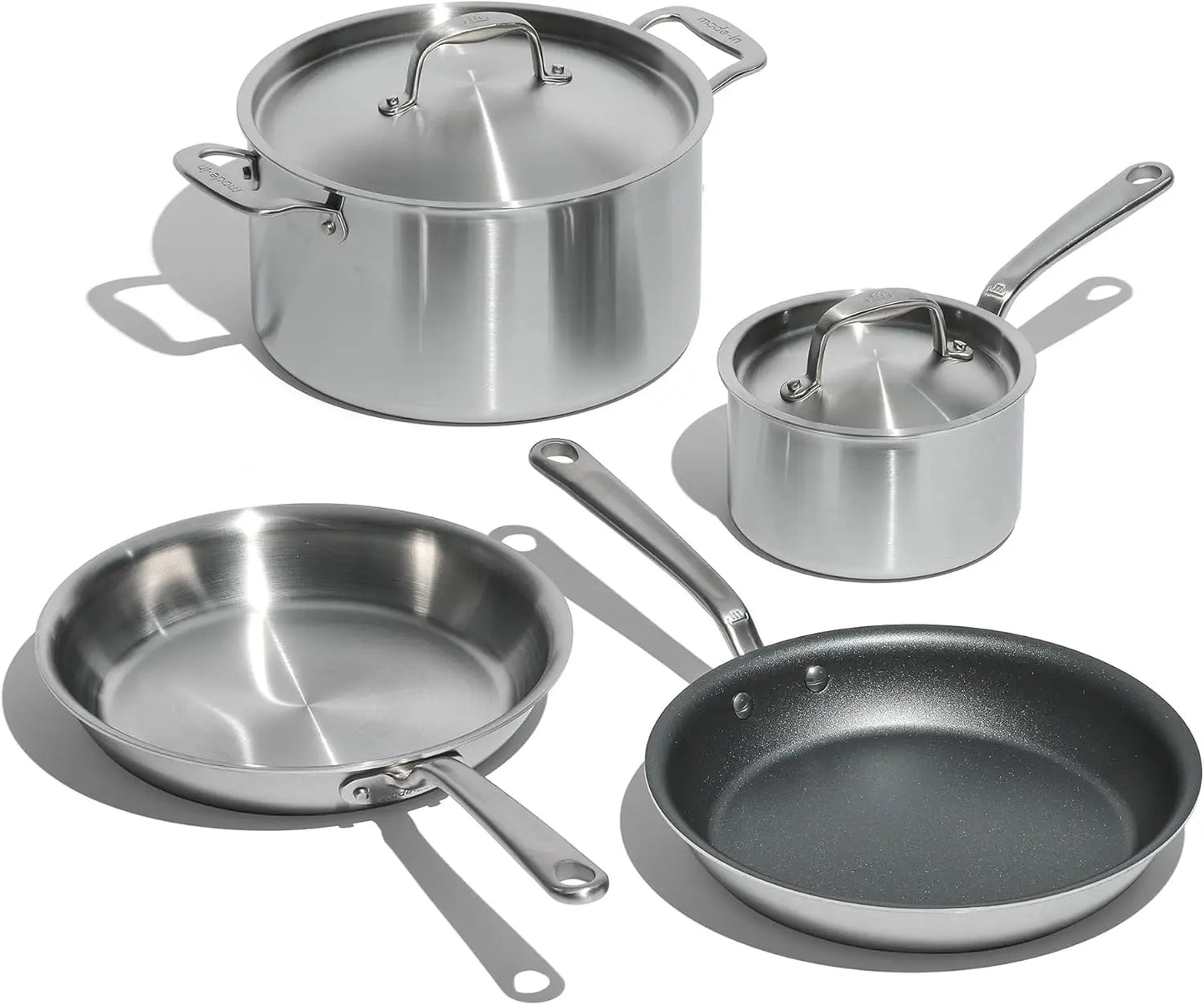 6 Pc Stainless Steel 5 ply Clad Professional Cookware Set