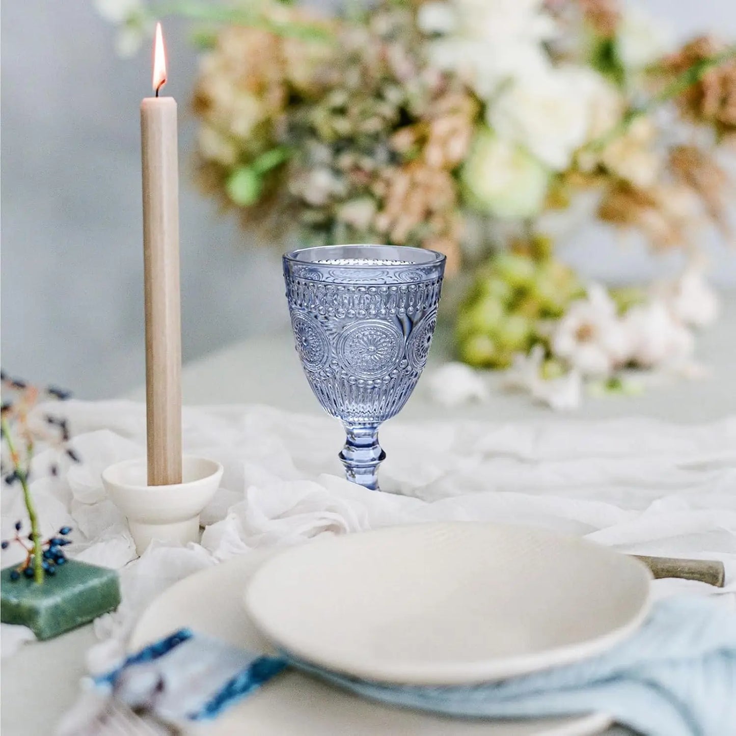 Set of 6 Embossed Vintage Drinkware Water Goblets