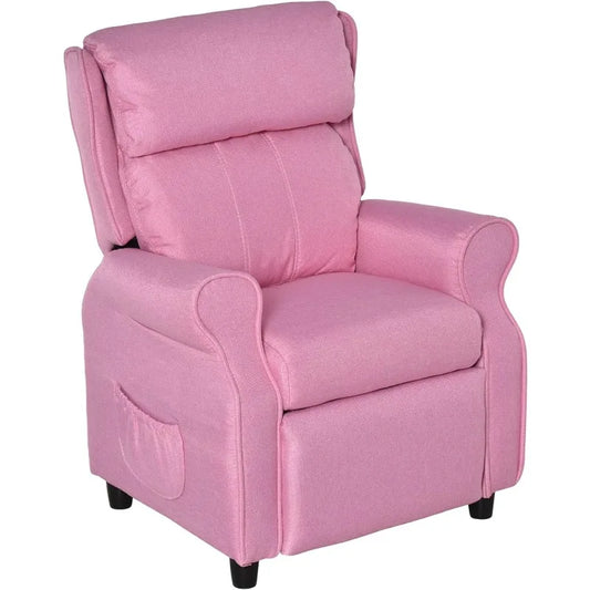 Kid's Single Lounger Recliner Armchair with Footrest, 2 Side Pockets