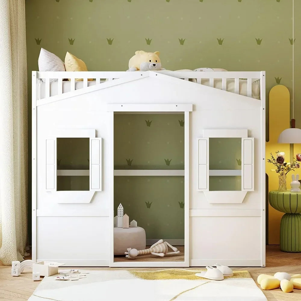 Twin Solid Wood Loft Bed Frame Playhouse