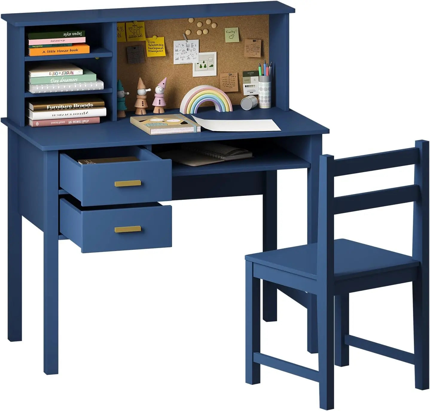 Wooden Children Study Table with Hutch/Drawer & Bulletin Board