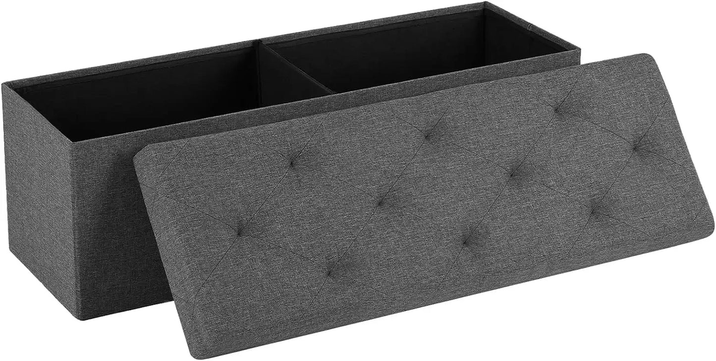 43in Foldable Storage Ottoman with Padded Seat