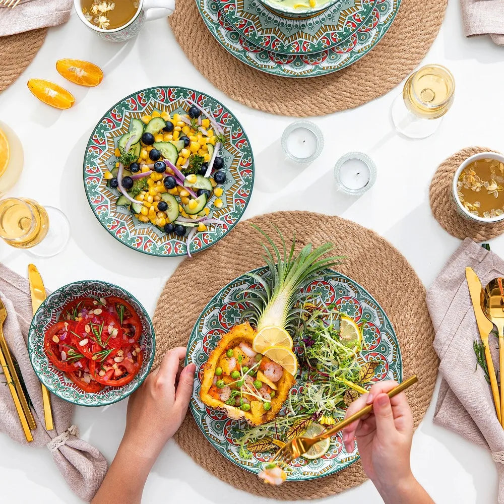 Bohemian Mandala Patterned 16PCS Porcelain Dinnerware Set