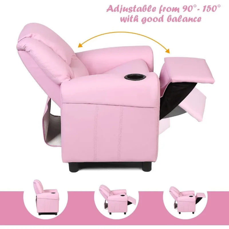 Kids Recliner Chair with Cup Holder, for Girls/ Boys