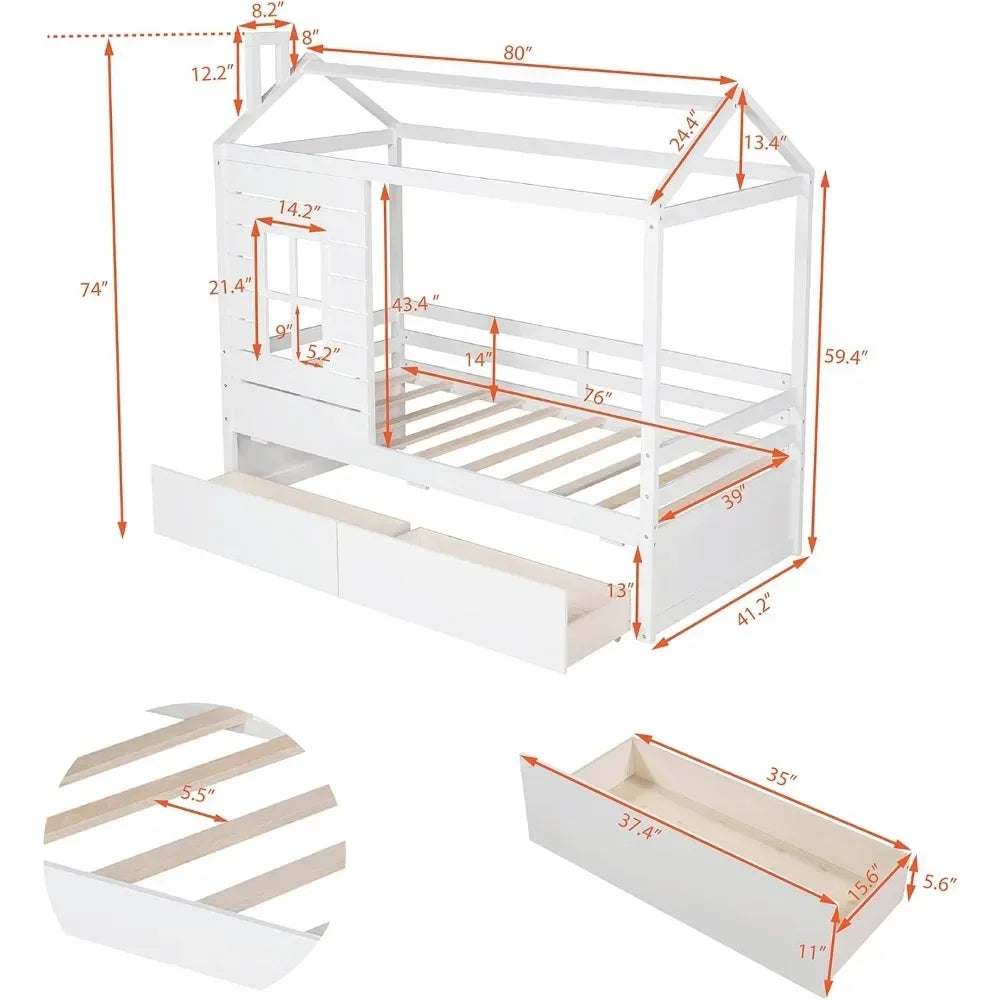 Twin Size Multi-Functional Fun House Storage Bed