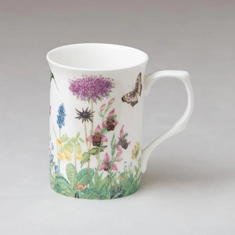 Bone China Coffee Tea Mugs 9-Ounce, Assorted Set of 4 (Meadow)