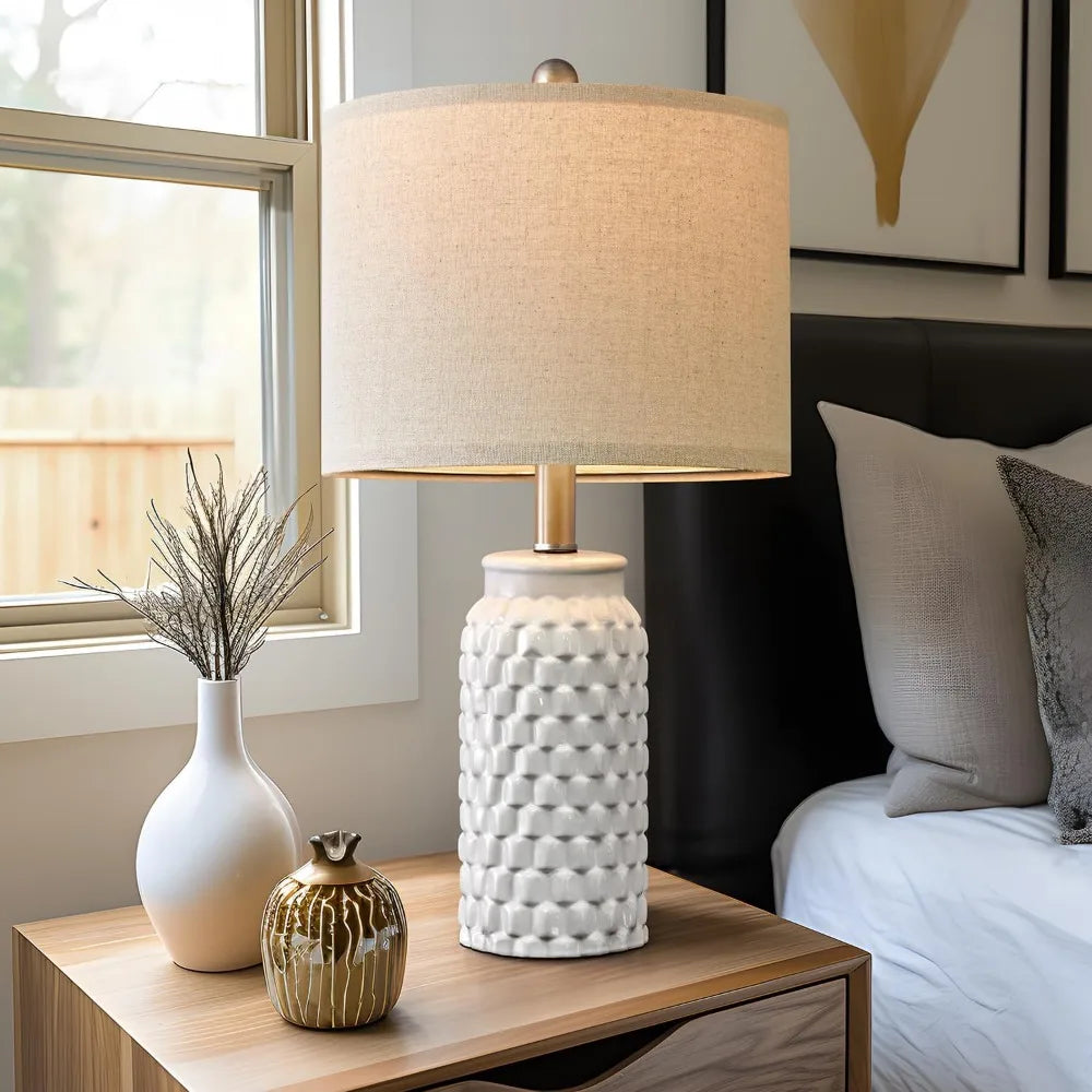 20.5" Modern Ceramic Bedside Lamp Set of 2