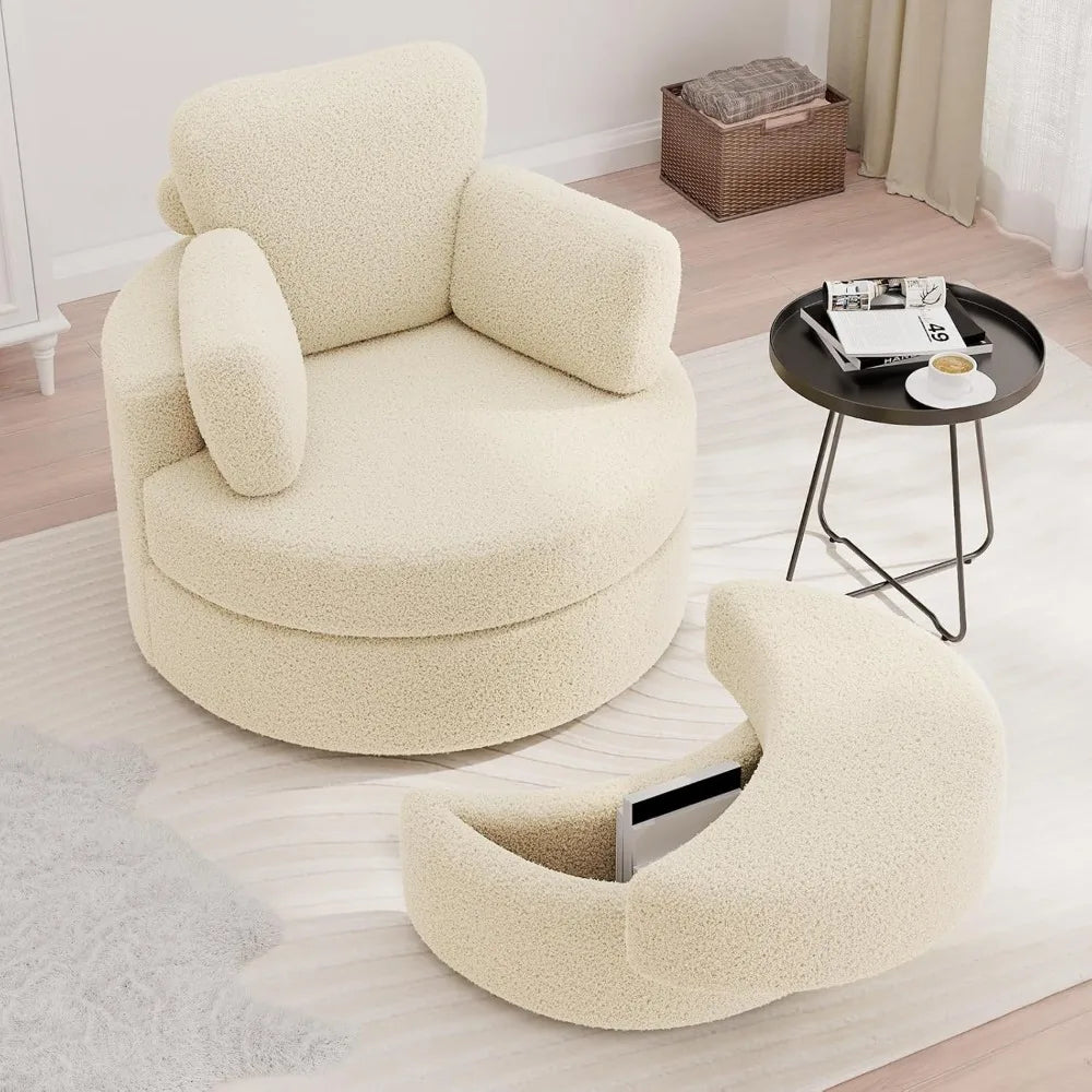 Swivel Round Lounge Chair with Ottoman