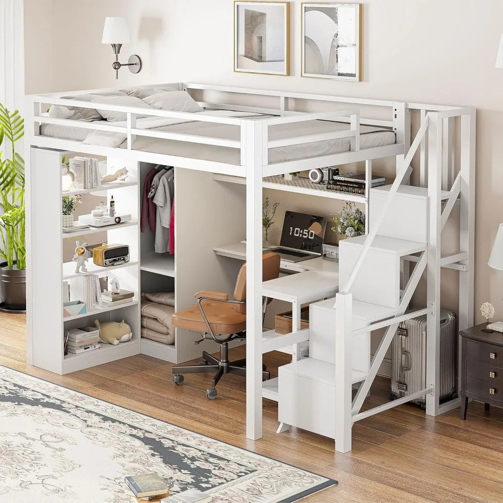 Bellemave Full Size loft Bed with Desk