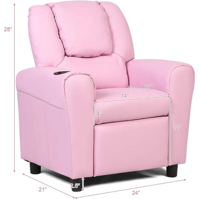 Kids Recliner Chair with Cup Holder, for Girls/ Boys