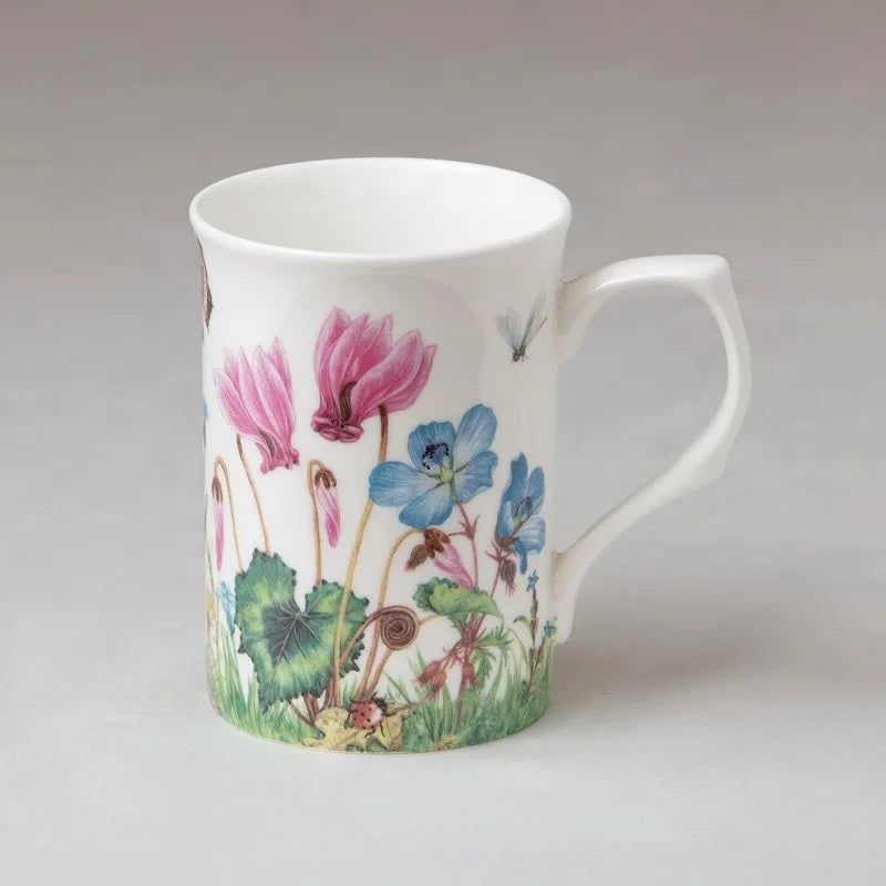 Bone China Coffee Tea Mugs 9-Ounce, Assorted Set of 4 (Meadow)