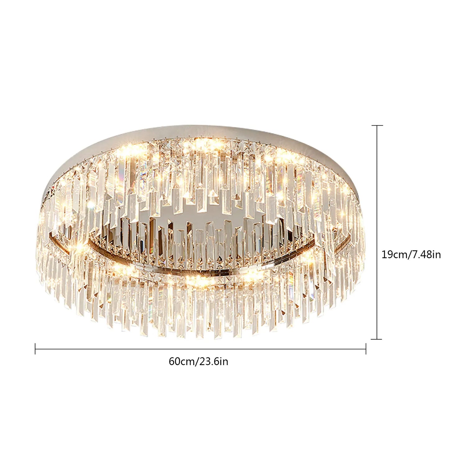 23.6inch Round Crystal Indoor Ceiling Lamp