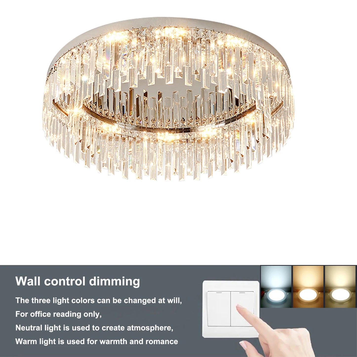 23.6inch Round Crystal Indoor Ceiling Lamp