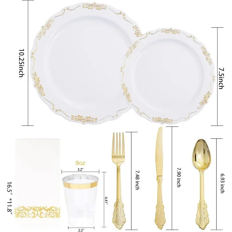 350 pcs Plastic Dinnerware Set