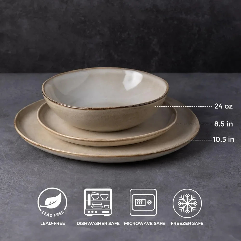 18 pcs Handmade Reactive Glaze Ceramic Dinnerware Set