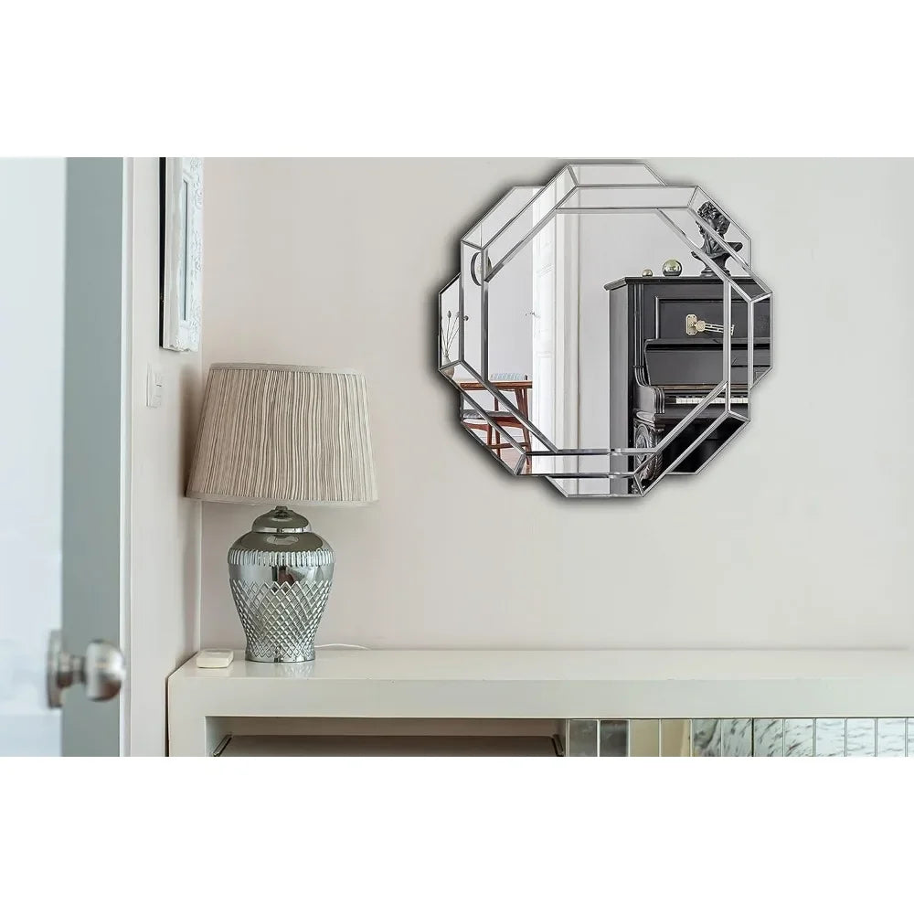 Helicoid Frameless Beveled Wall Decorating Mirror (31.5X31.5inches).