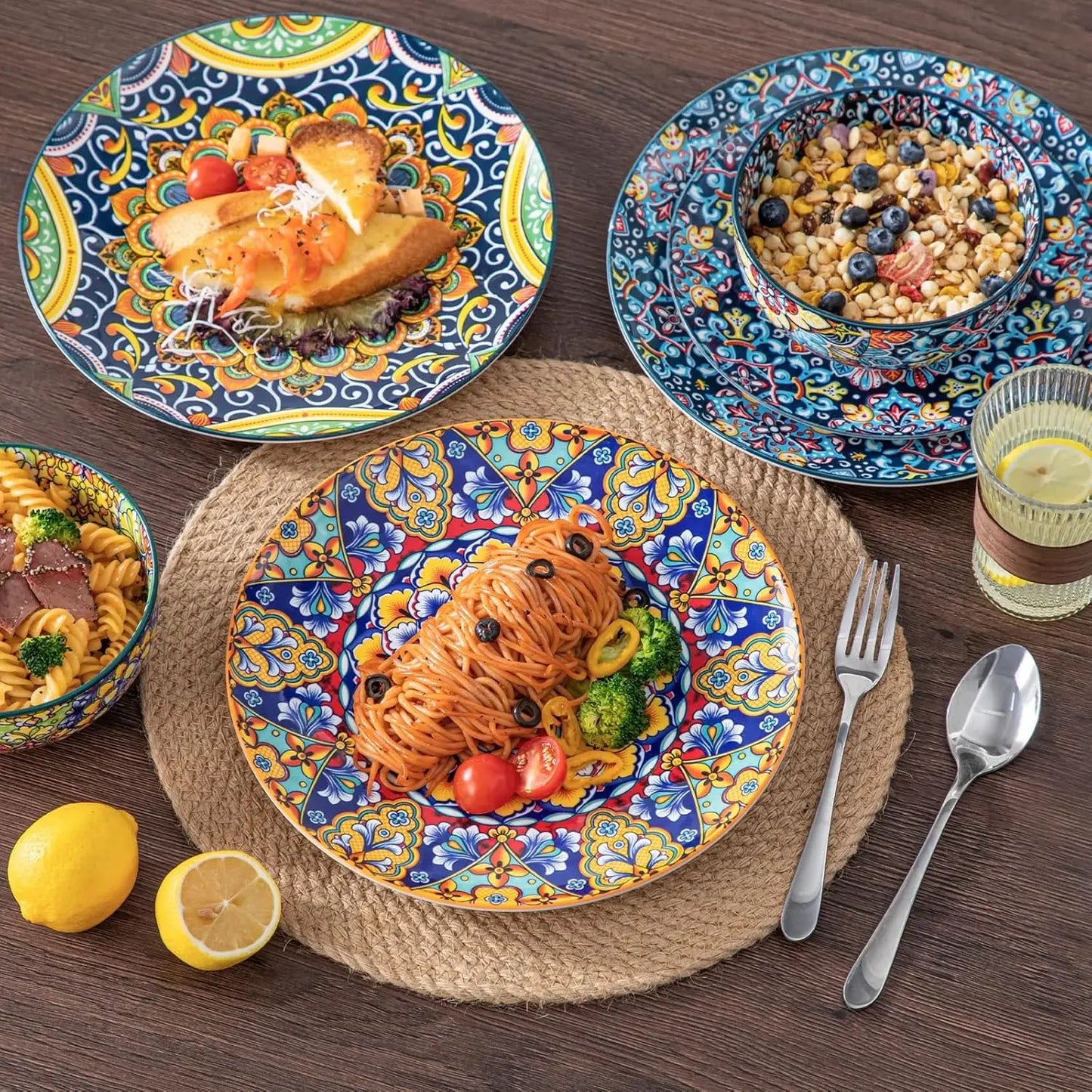 12 Piece Bohemian Style Porcelain Dinnerware Set