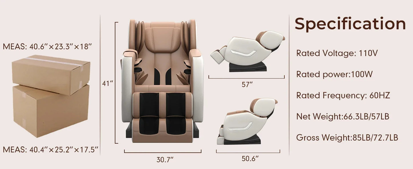 Full Body Zero Gravity Chair with 8 Fixed Massage Rollers,6 Auto Modes, Waist Heated, Bluetooth Speaker