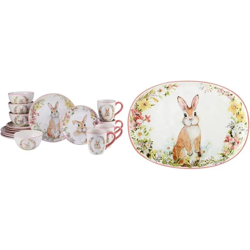 Easter Garden 16 pc Dinnerware Set, Service for 4