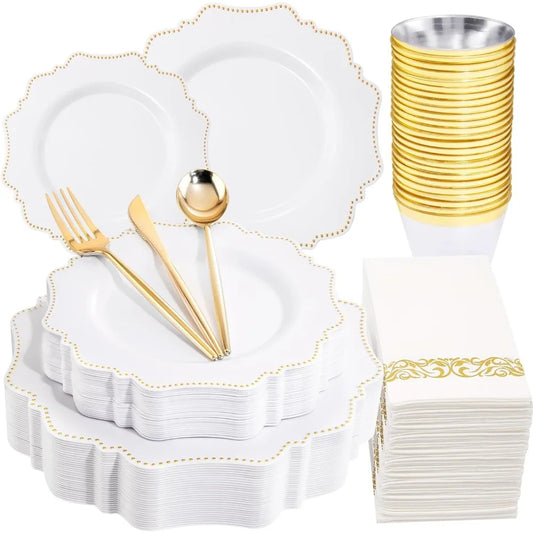 175pcs Plastic Party Plates Disposable Dinnerware set