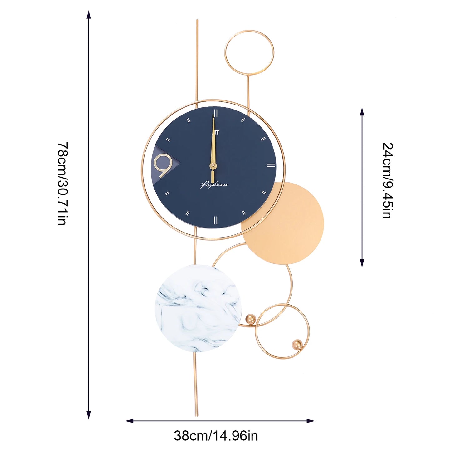 Metal Gold Chic Decorative Wall Clock