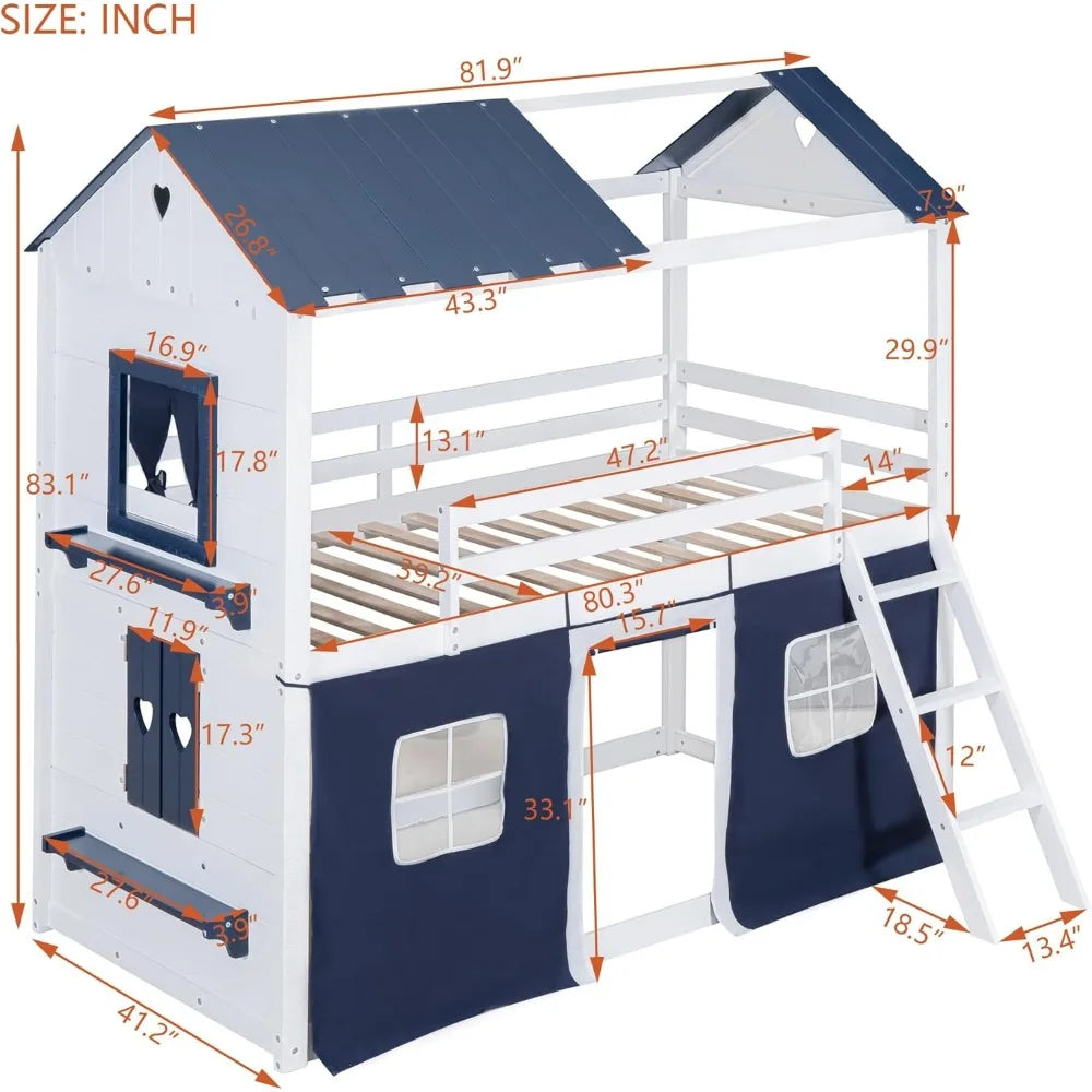 Kids' Twin Over Twin Creative Playhouse Loft Bed