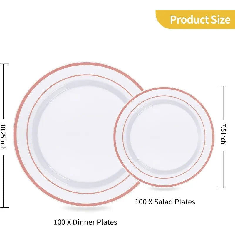 200 PCS Plastic Disposable Heavy Duty Plates