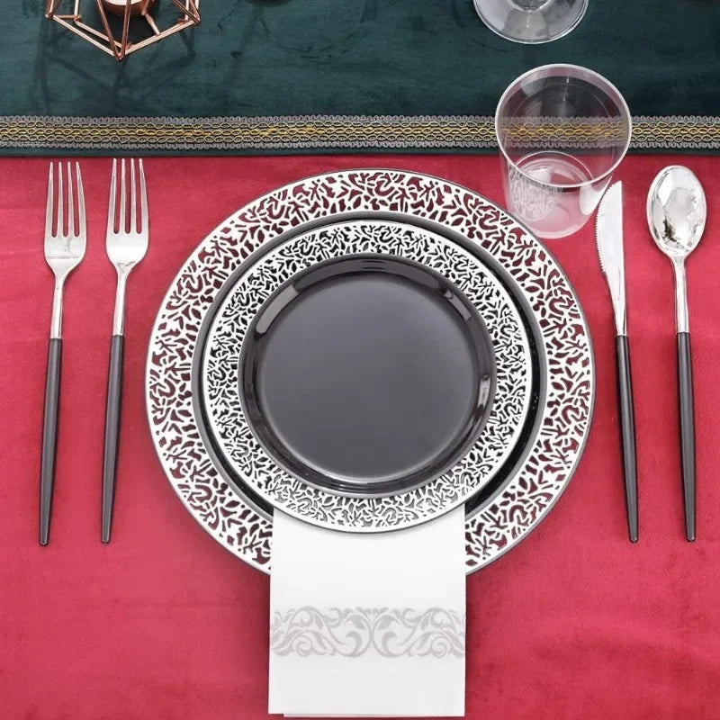 350 pcs Plastic Dinnerware Set