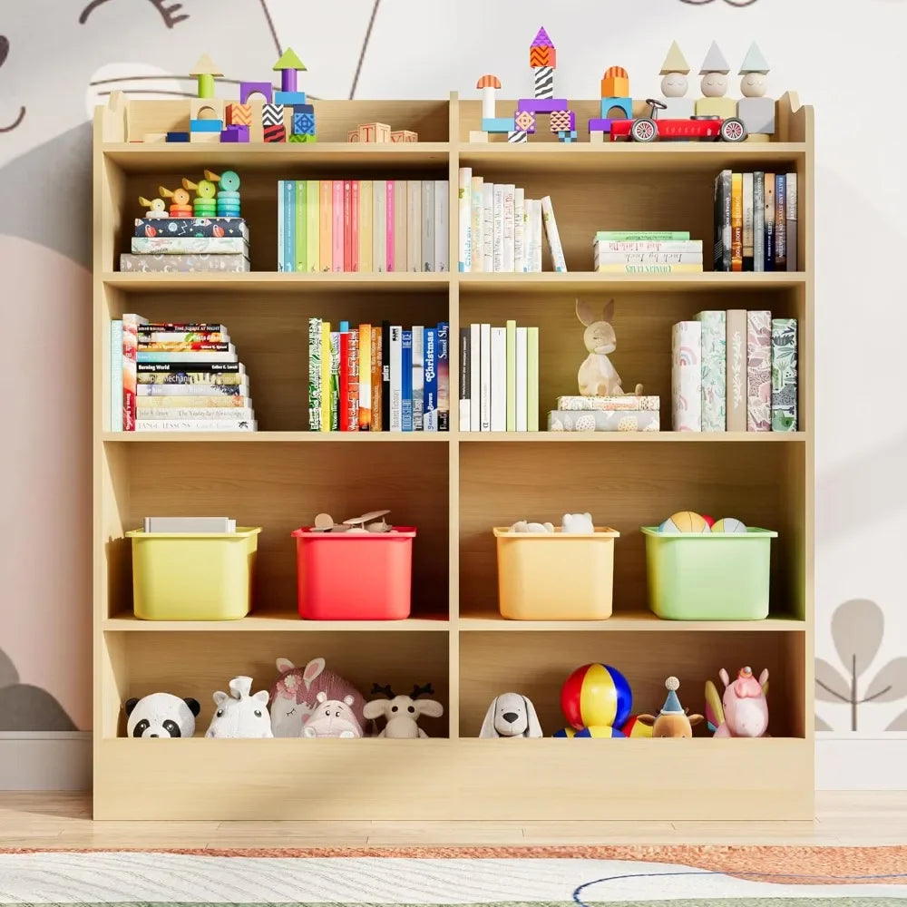 10 Cubbies Kids Bookcase Storage Cabinet for Playroom, Bedroom