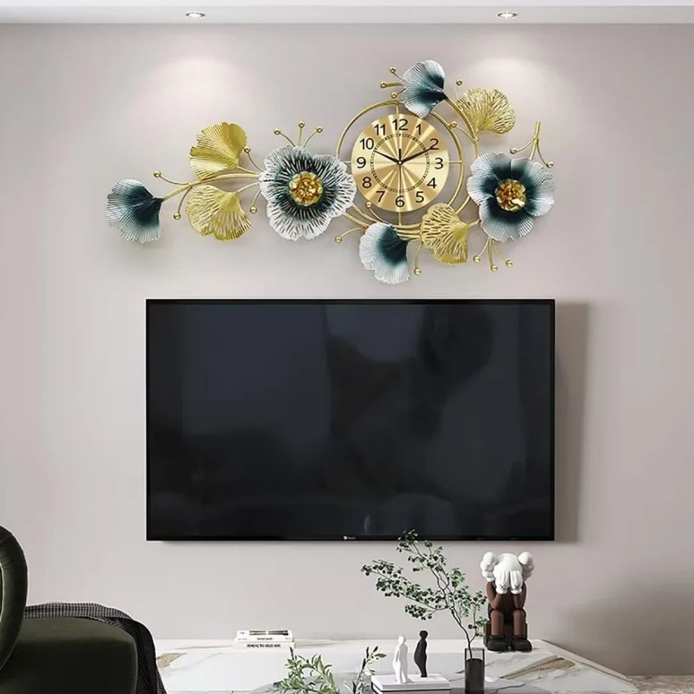 Large Luxury Ginkgo Quartz Decorative Wall Clock