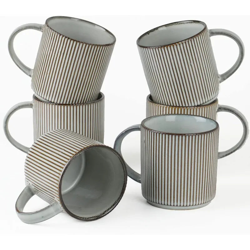 Coffee Mug Set for 6, 12 oz Catering Mugs with Handle