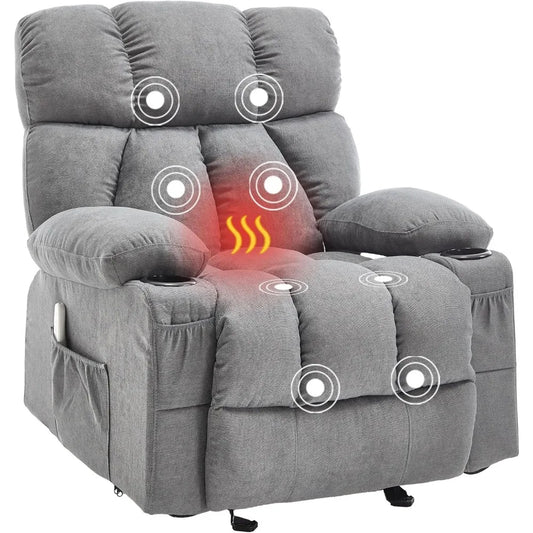 Overstuffed Massage Rocker Recliner Chair with Heat and Vibration