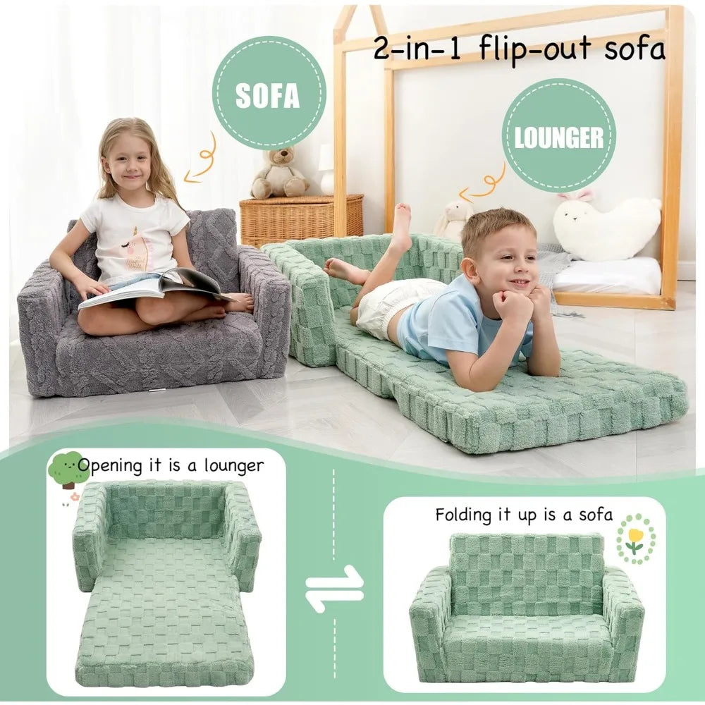 2-in-1 Flannel Fold Out Kid's Couch