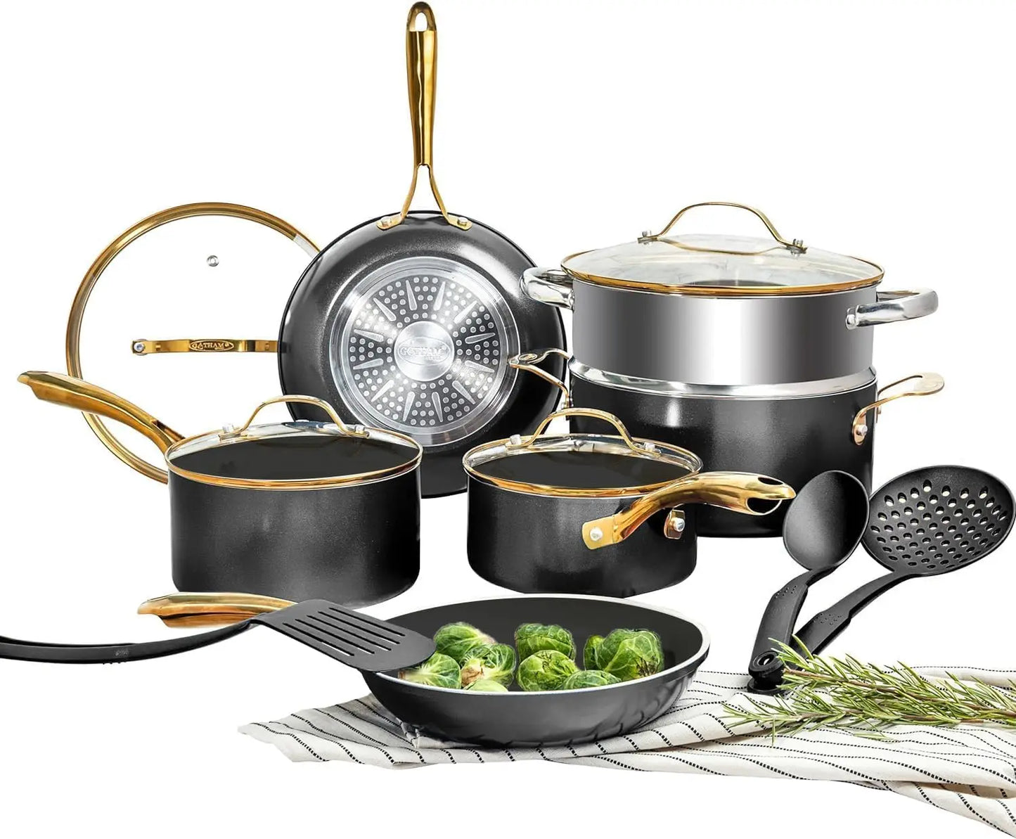 15 Pc, Non Stick, Ceramic Non Toxic Cookware Set