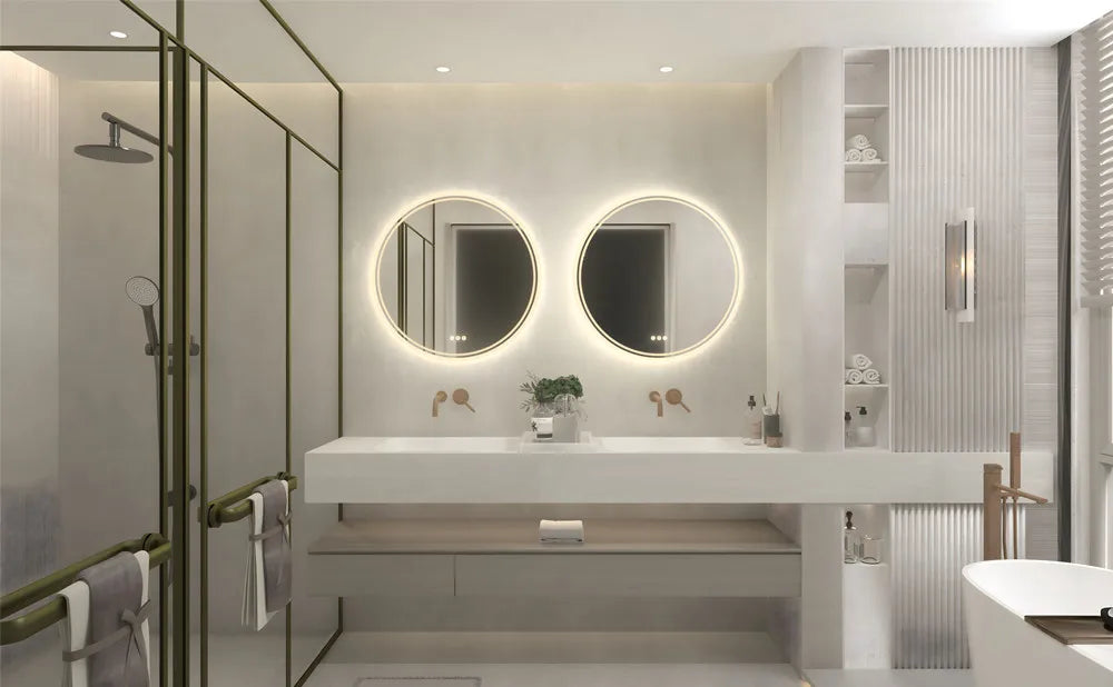 LED Touch Screen Dimmable Anti-fog Intelligent Illuminate Bathroom Mirror