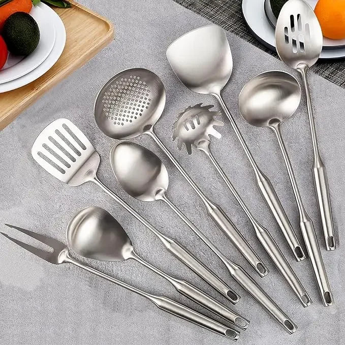 304 Stainless Steel Kitchen Utensils, 9 PCS Metal Cooking Utensils Set