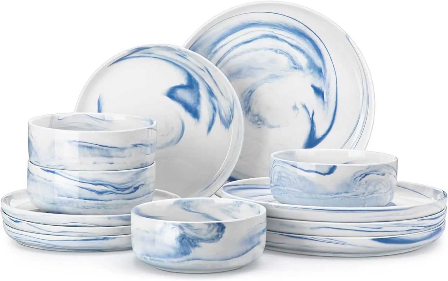 12 Piece Chip Resistant Porcelain Dishware Set for 4